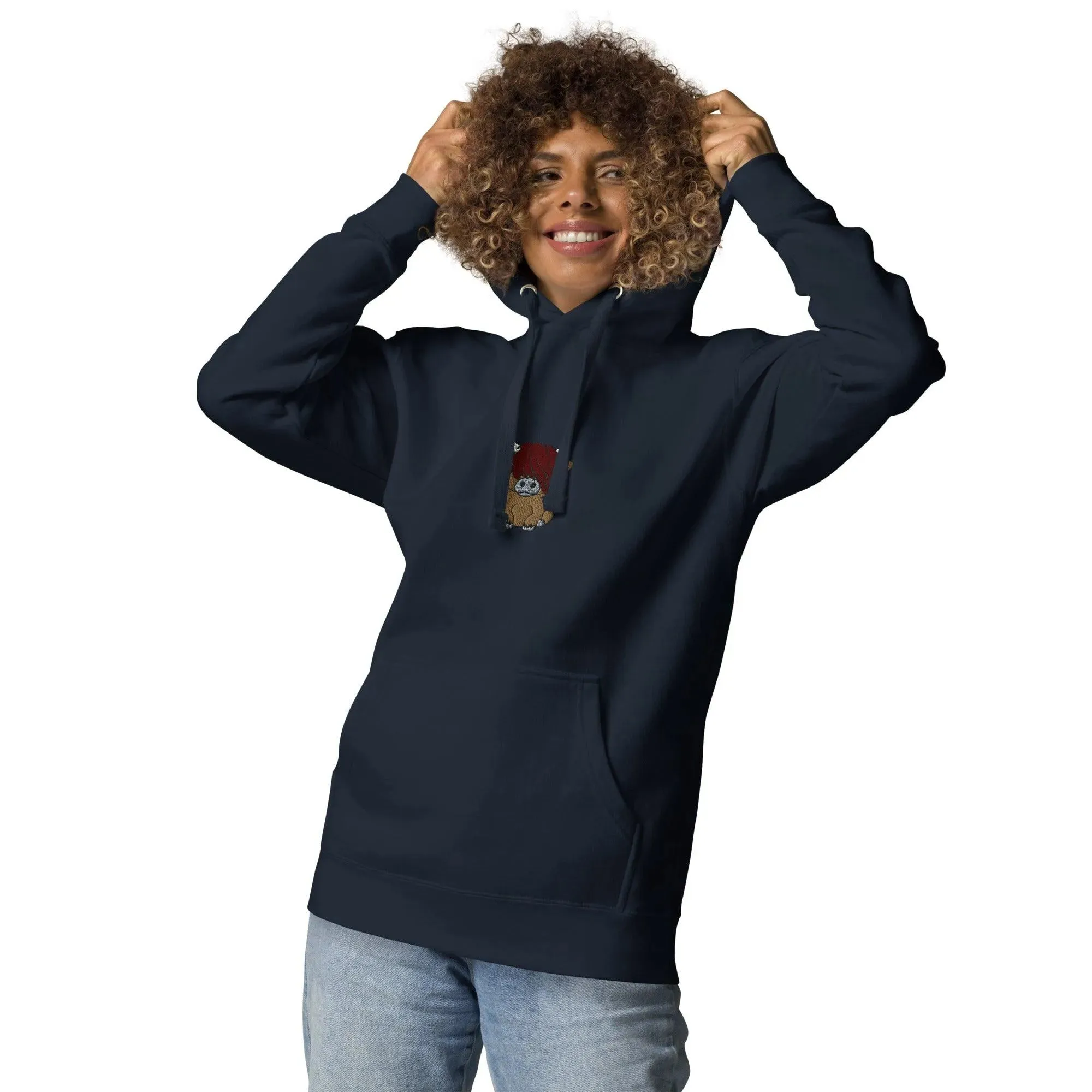 Scottish Higland Cow Embroidered Hoodie