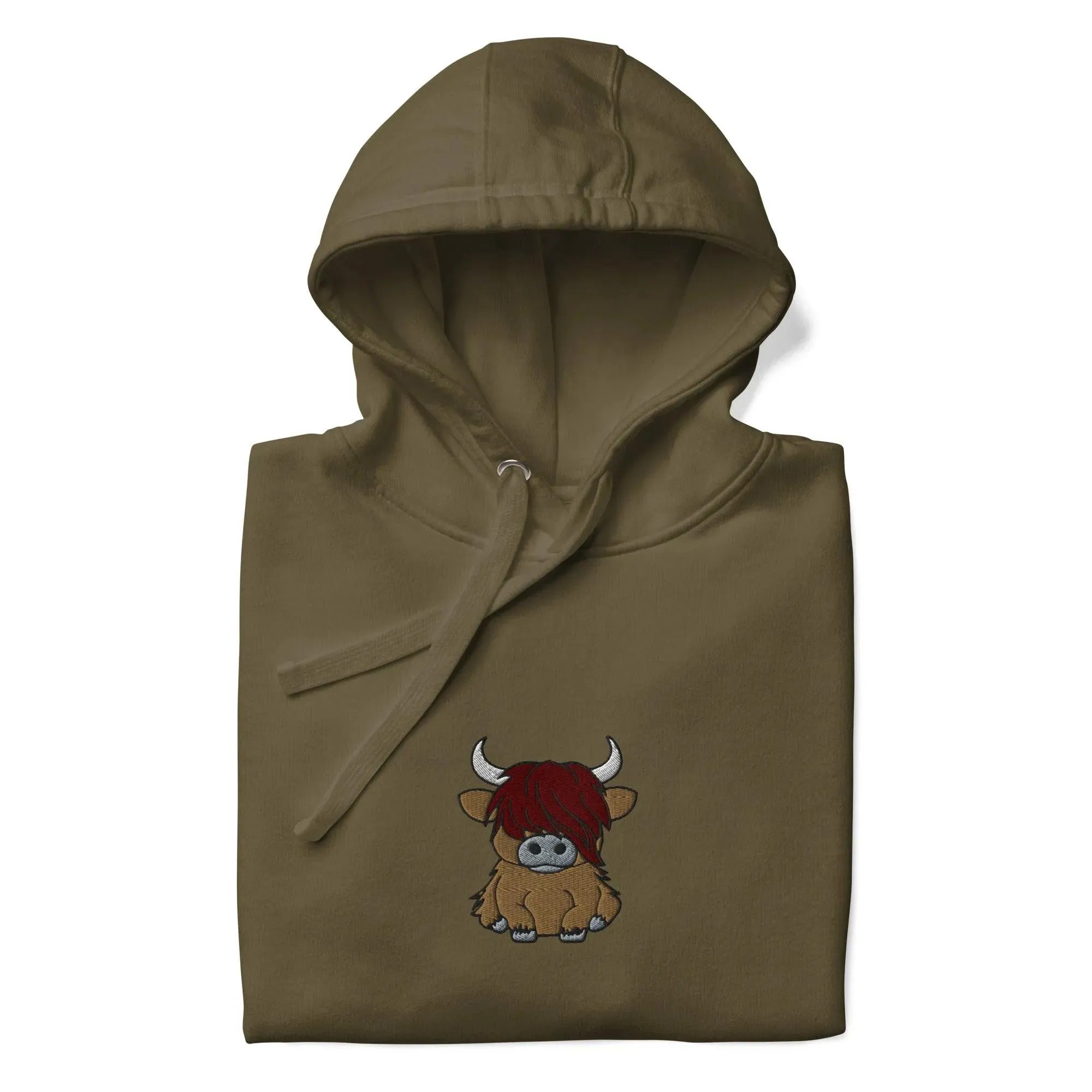 Scottish Higland Cow Embroidered Hoodie