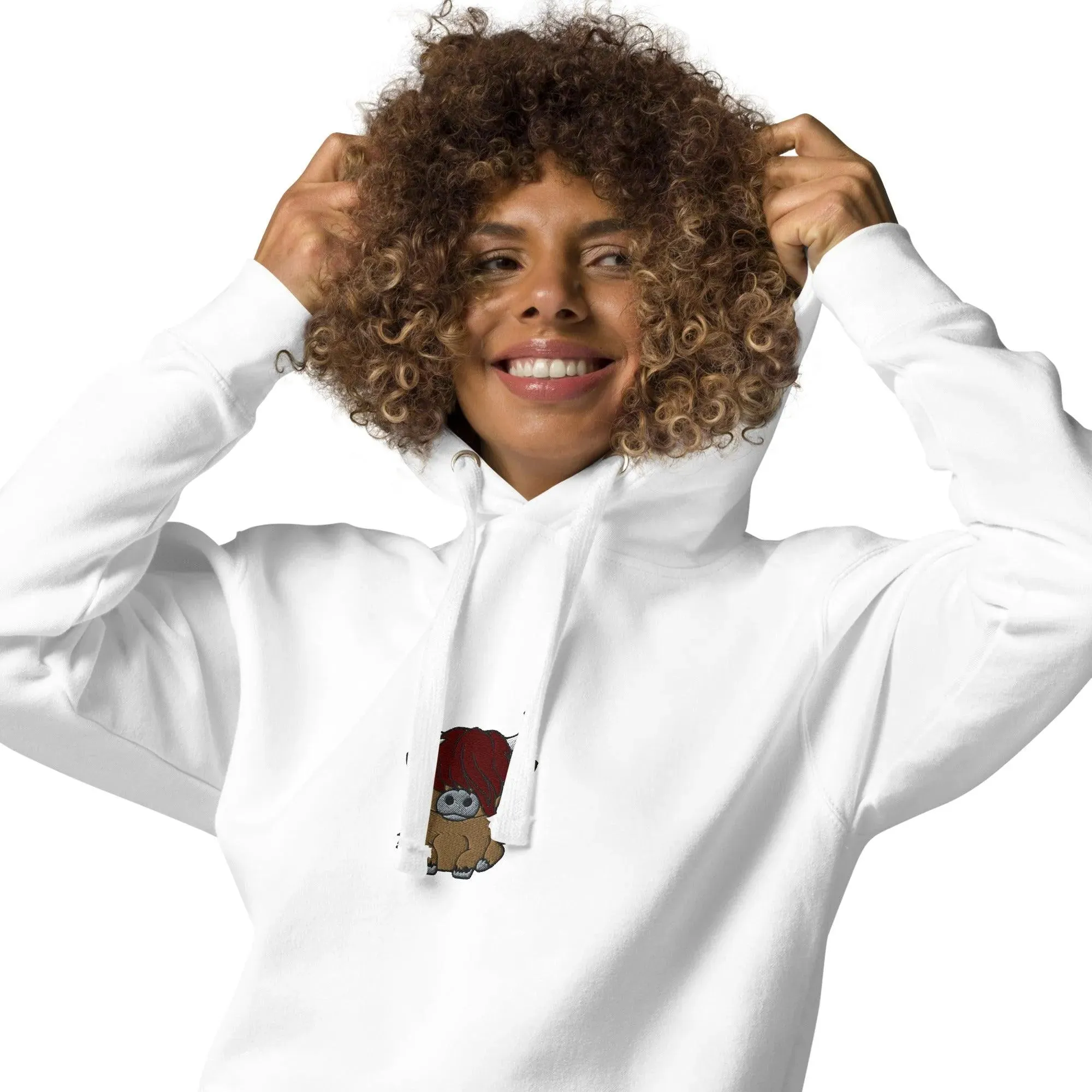 Scottish Higland Cow Embroidered Hoodie