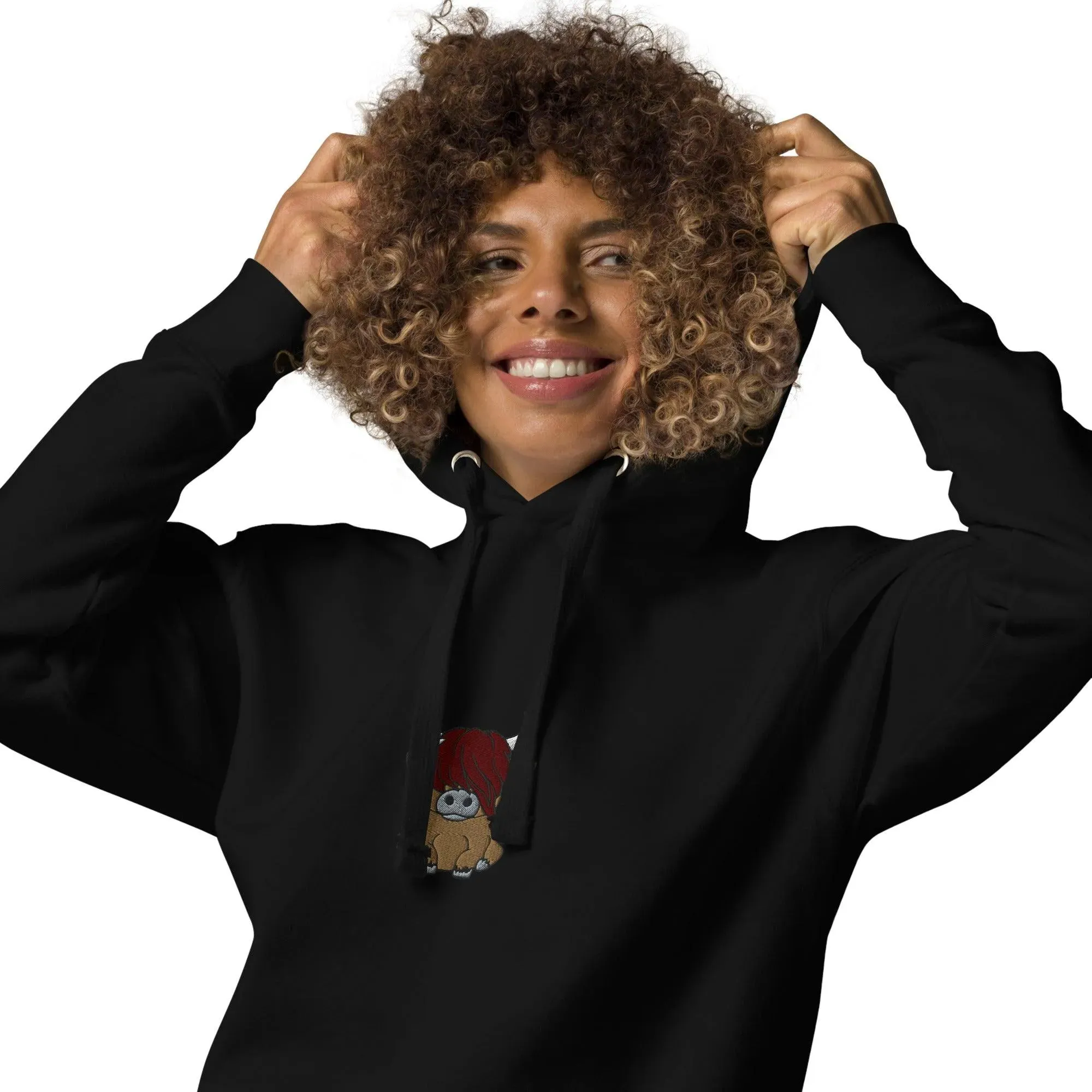 Scottish Higland Cow Embroidered Hoodie