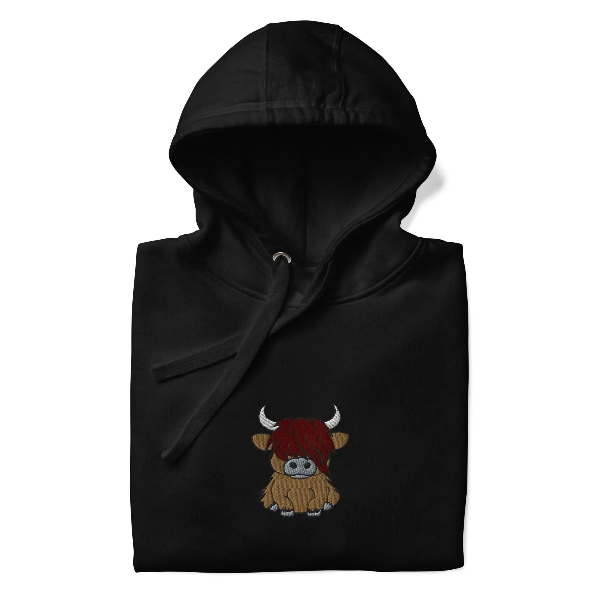 Scottish Higland Cow Embroidered Hoodie