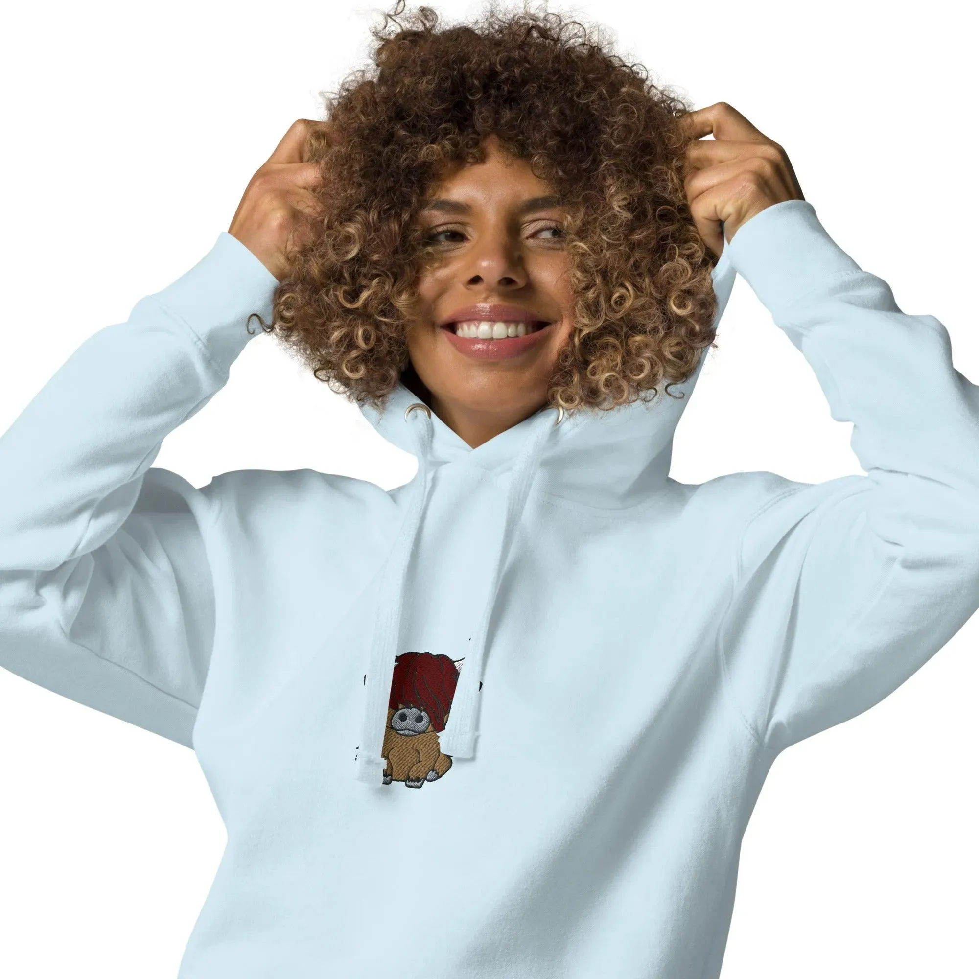 Scottish Higland Cow Embroidered Hoodie