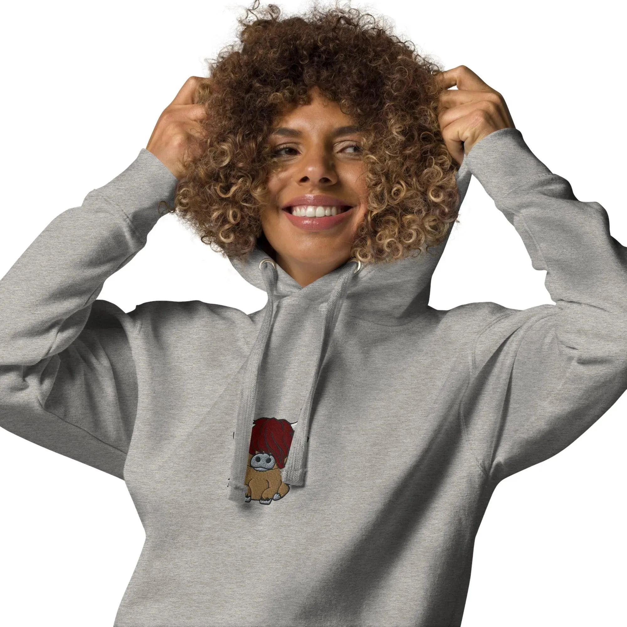 Scottish Higland Cow Embroidered Hoodie