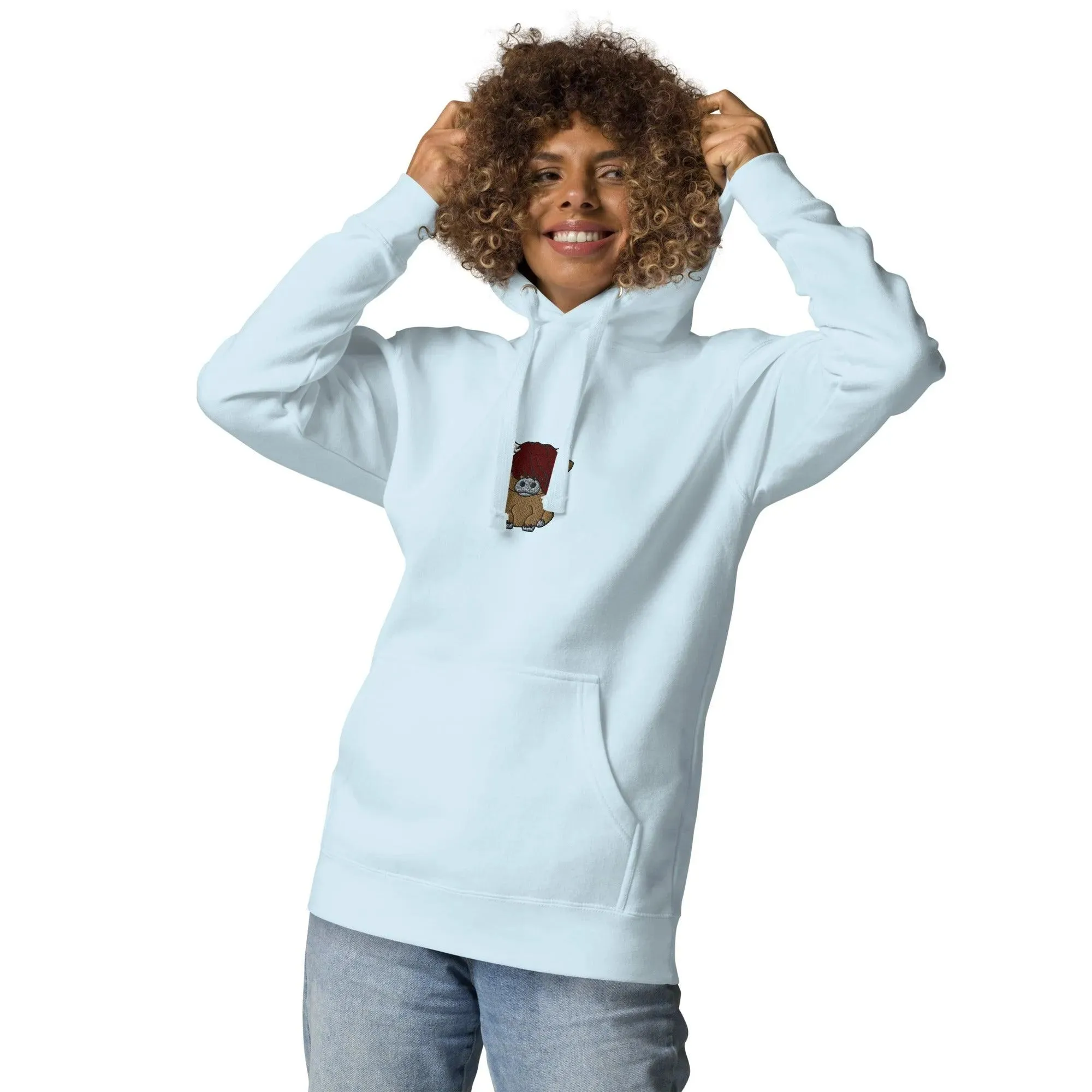Scottish Higland Cow Embroidered Hoodie