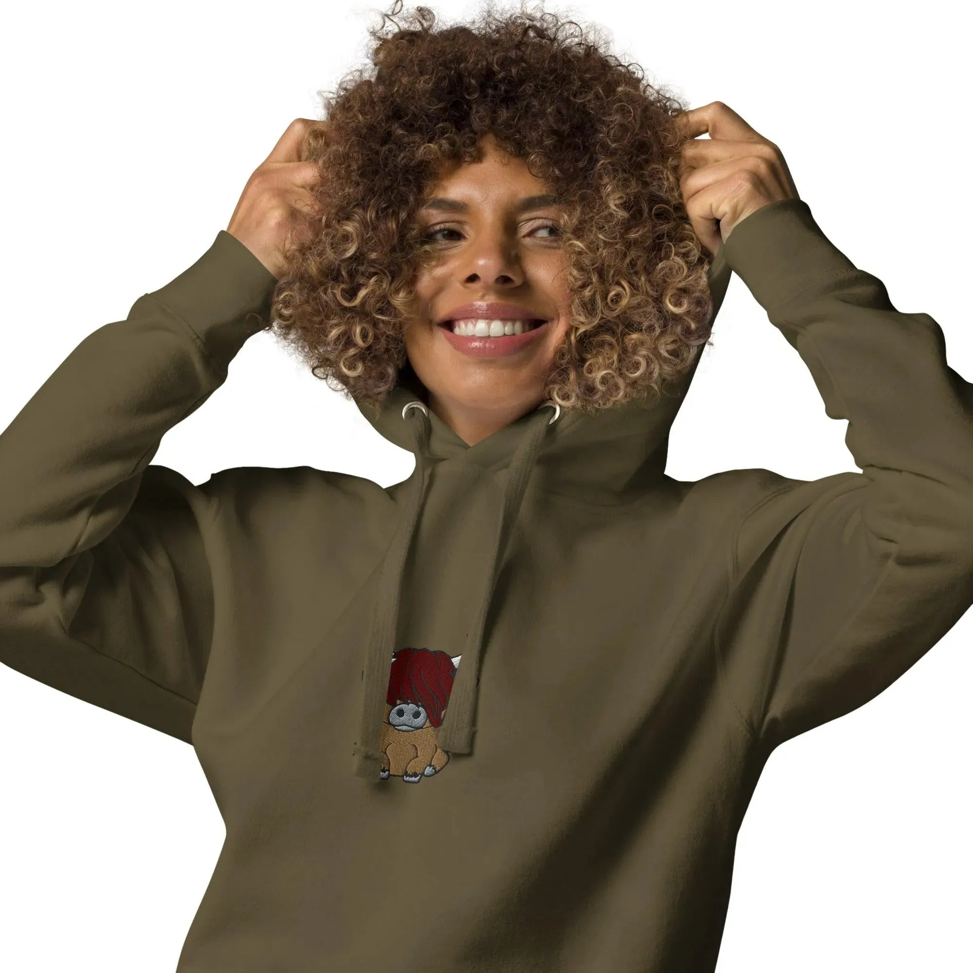 Scottish Higland Cow Embroidered Hoodie
