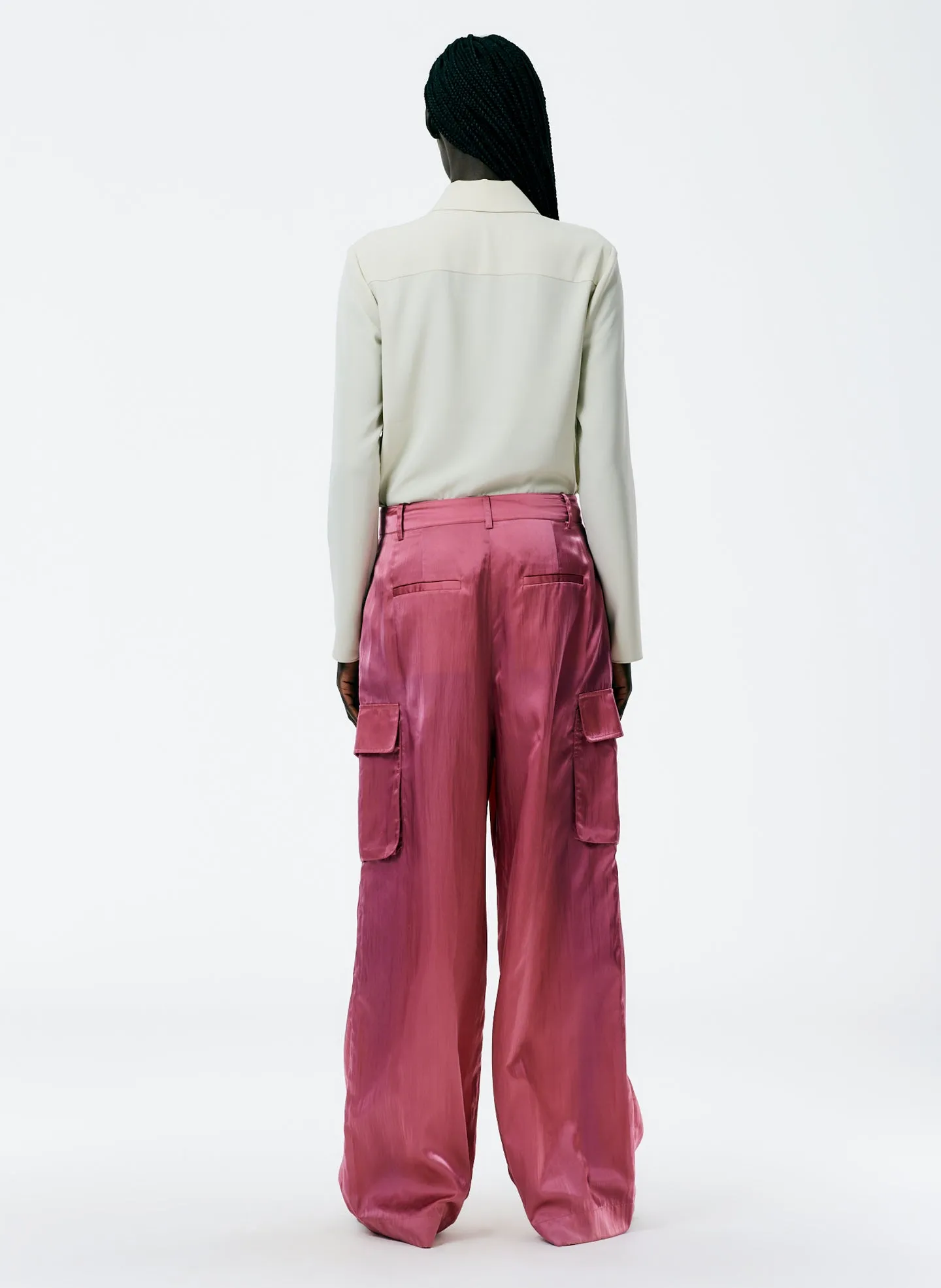 Shiny Nylon Pleated Stella Cargo Pant