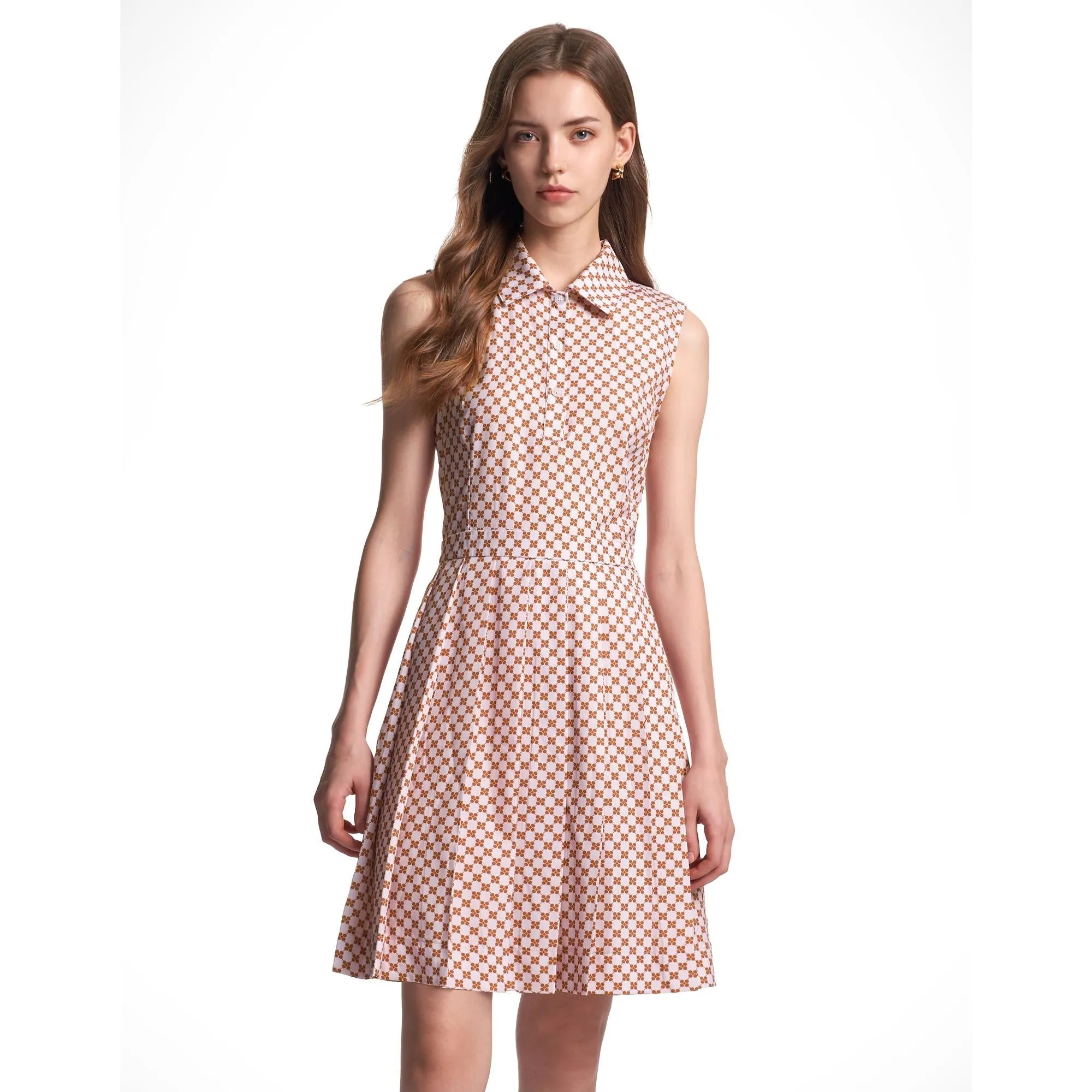 Sleeveless Check Dress - Pink