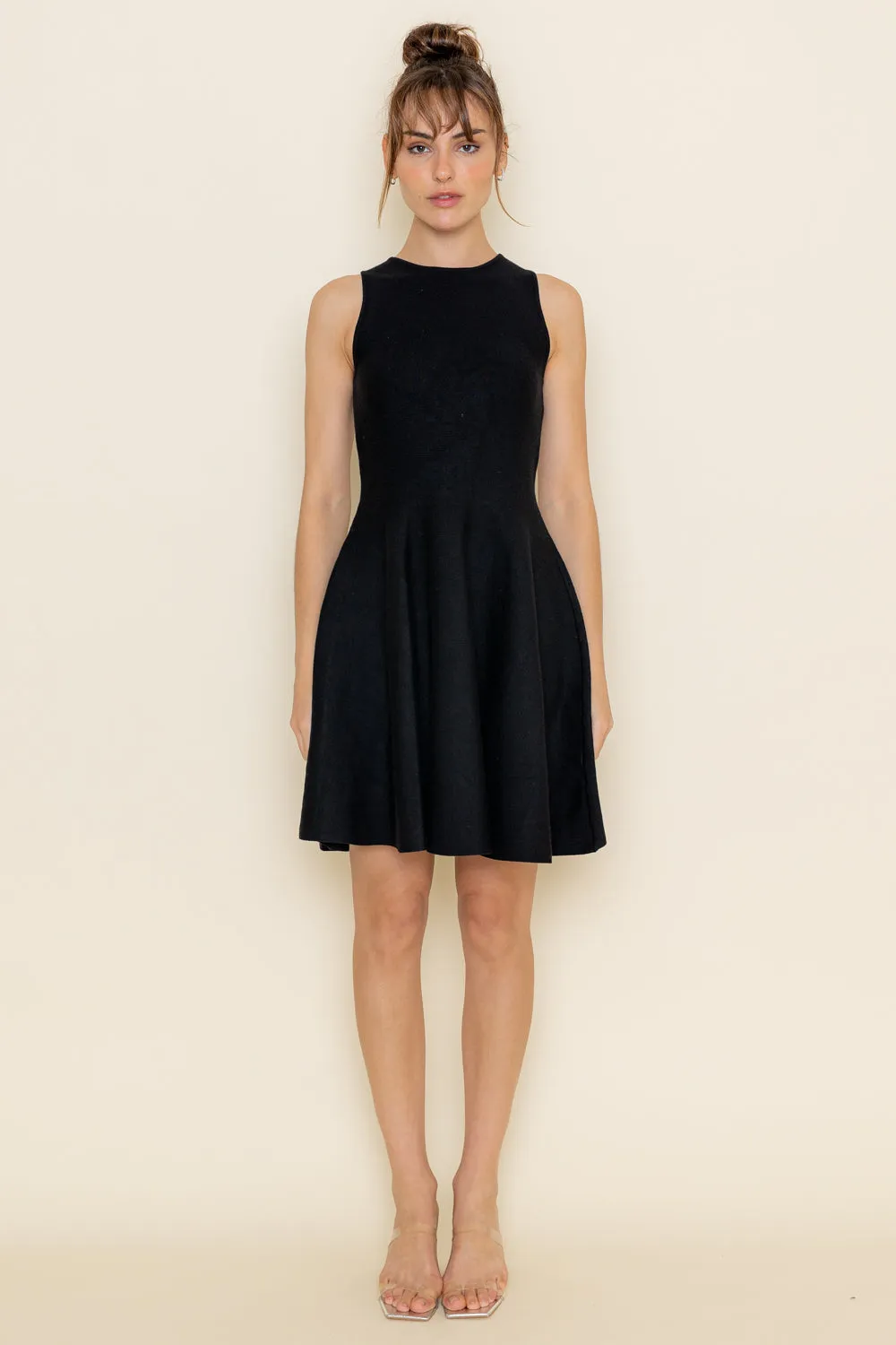sleeveless knit fit & flare dress