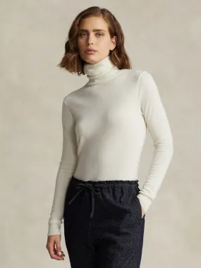 SLIM FIT CASHMERE TURTLENECK Kremfarget