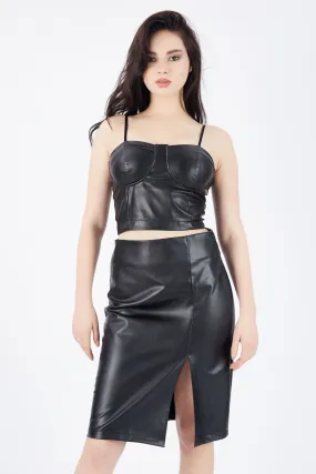 SNS Sense Black Leather Pencil Skirt - Nova Kakhovka
