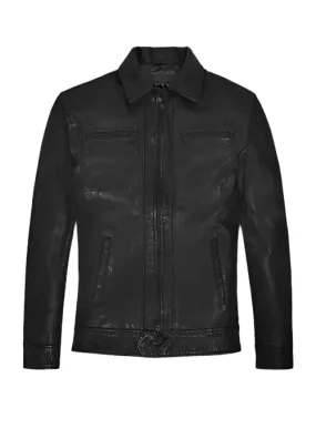 STEVE BURTON Black Leather Jacket
