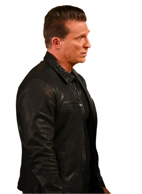 STEVE BURTON Black Leather Jacket
