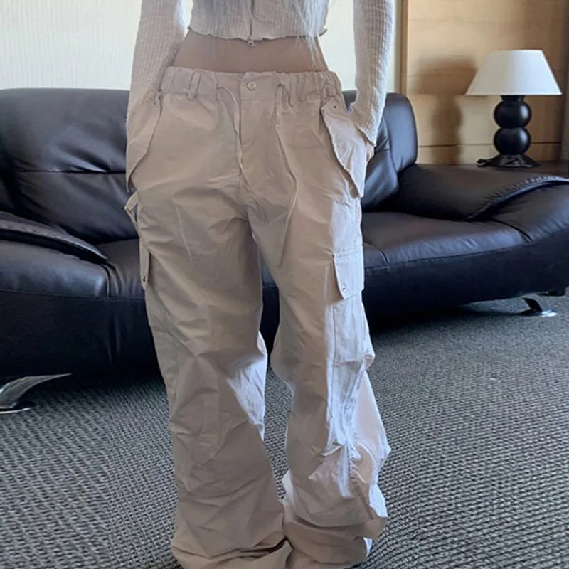 Street Workwear Casual Low Waist Ladies Woven Pants