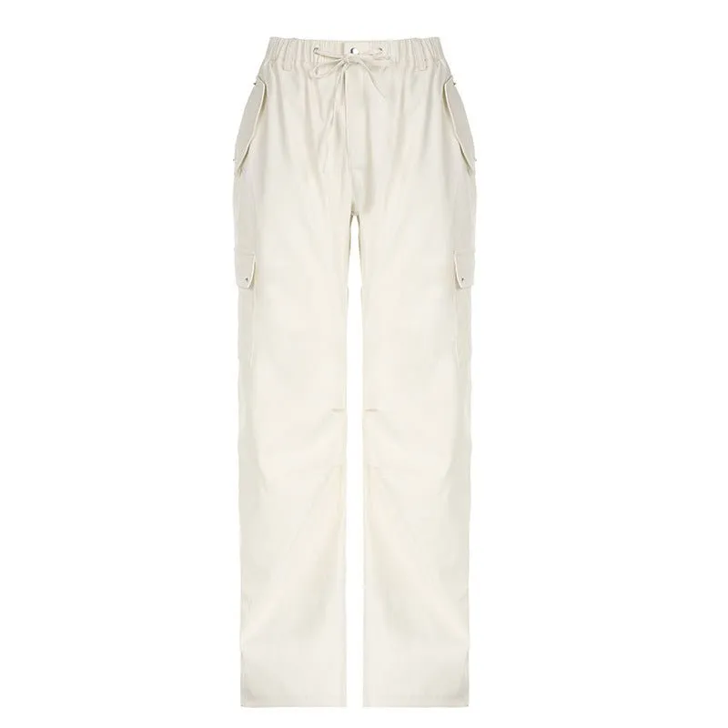 Street Workwear Casual Low Waist Ladies Woven Pants