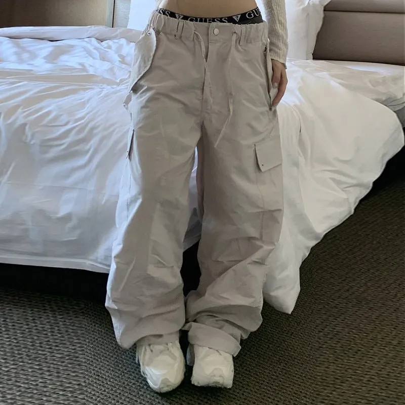 Street Workwear Casual Low Waist Ladies Woven Pants