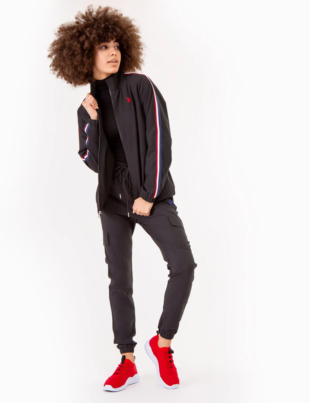 STRETCH WOVEN SIDE TAPE TRACK JACKET