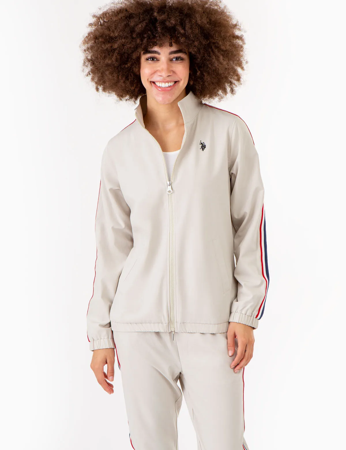 STRETCH WOVEN SIDE TAPE TRACK JACKET