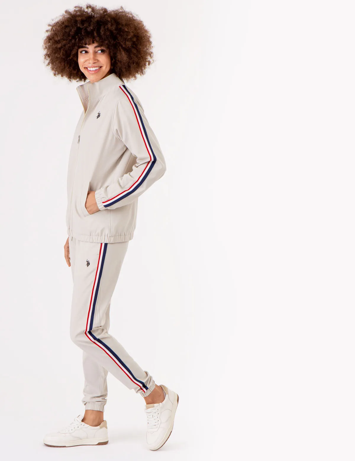 STRETCH WOVEN SIDE TAPE TRACK JACKET
