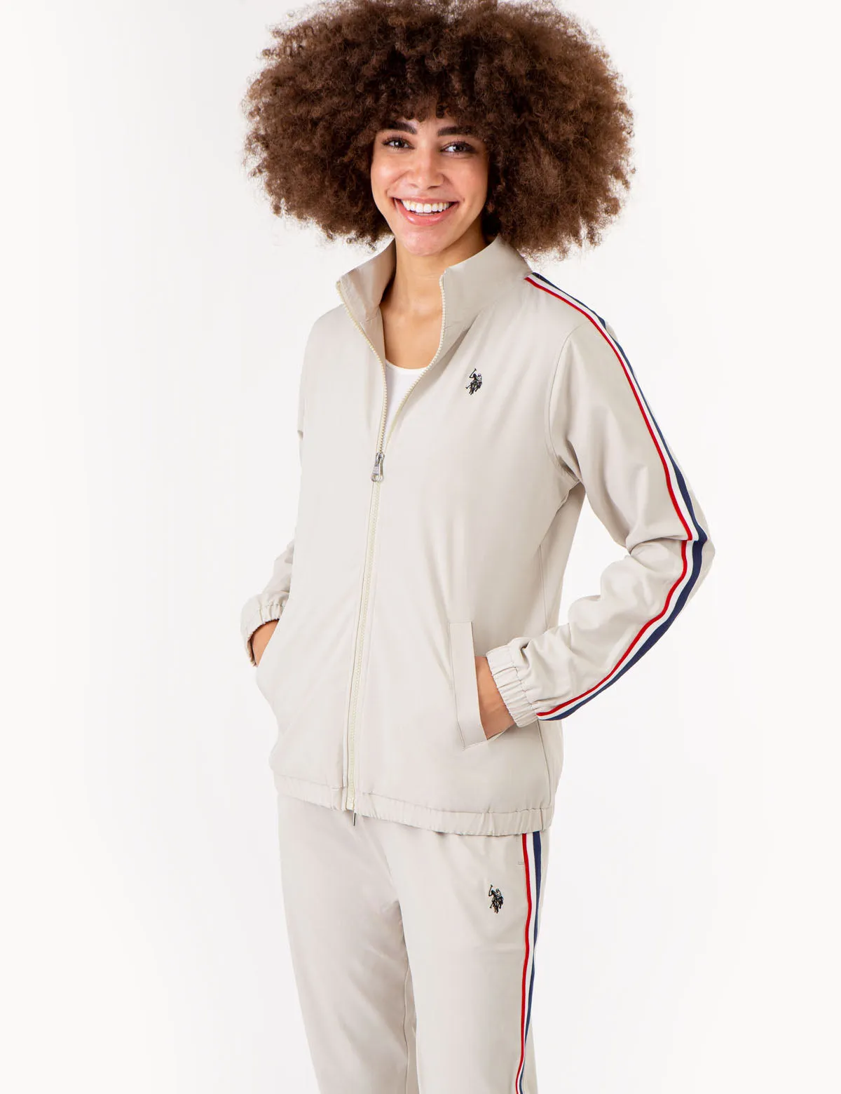 STRETCH WOVEN SIDE TAPE TRACK JACKET