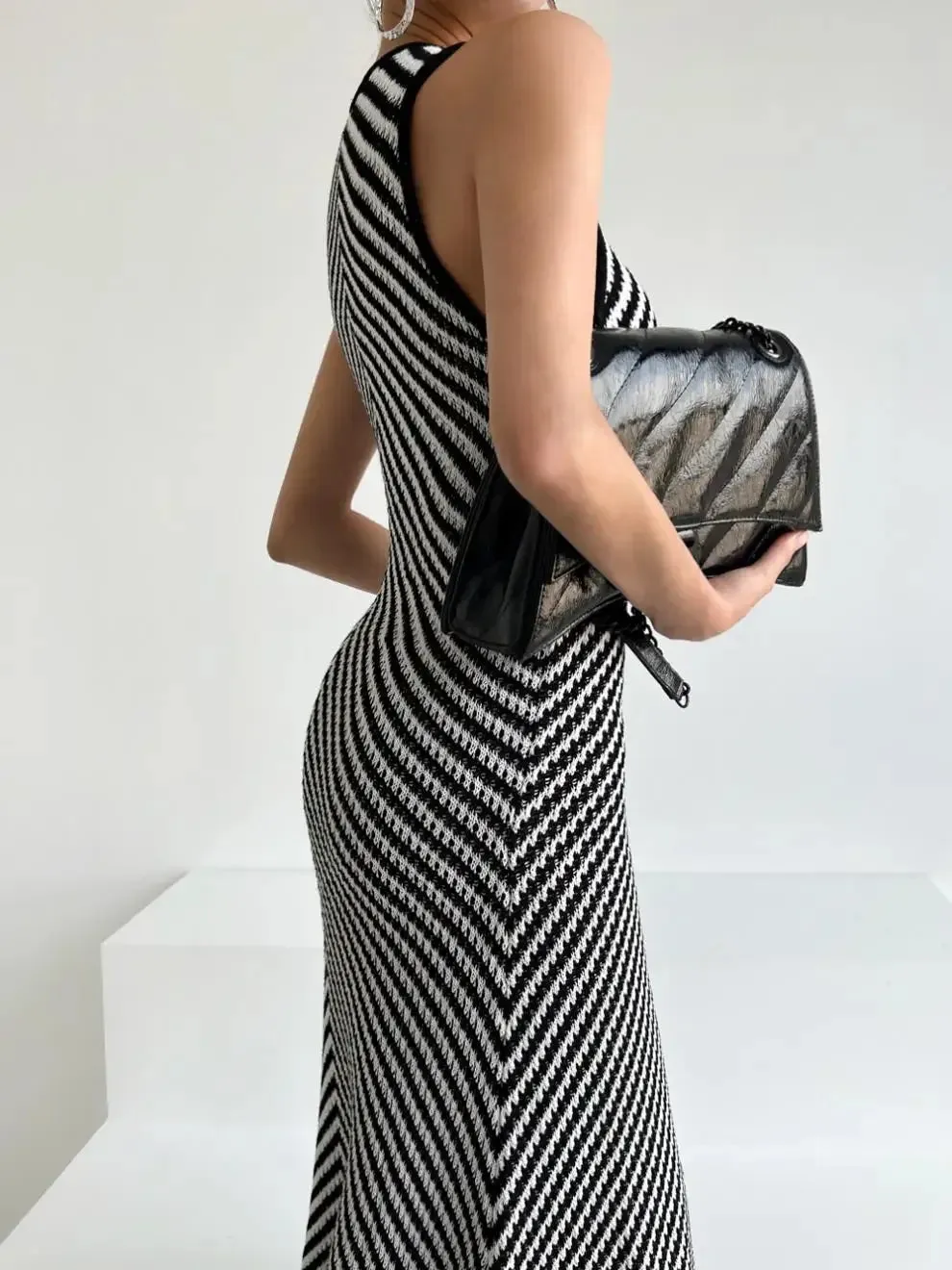Striped Ribbed Midi Dress