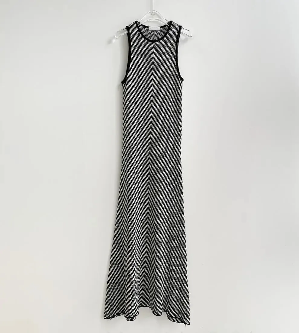 Striped Ribbed Midi Dress