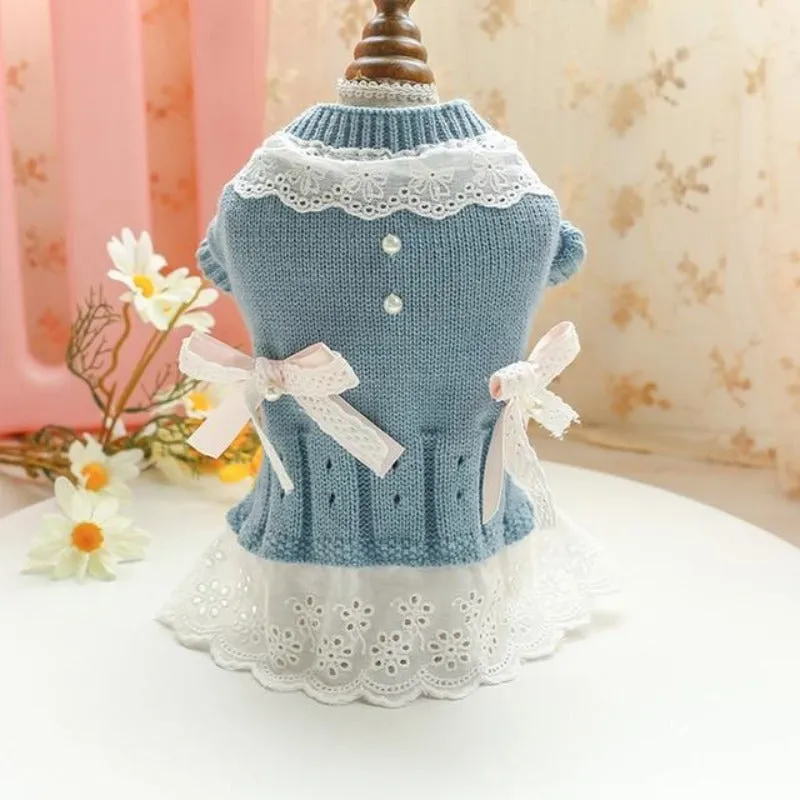 Sweet Lace Dog Sweater Dress