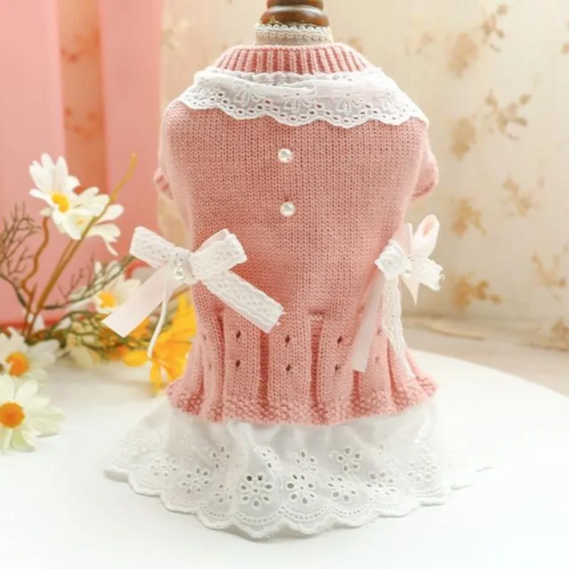 Sweet Lace Dog Sweater Dress