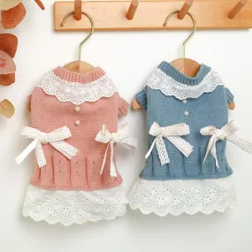 Sweet Lace Dog Sweater Dress