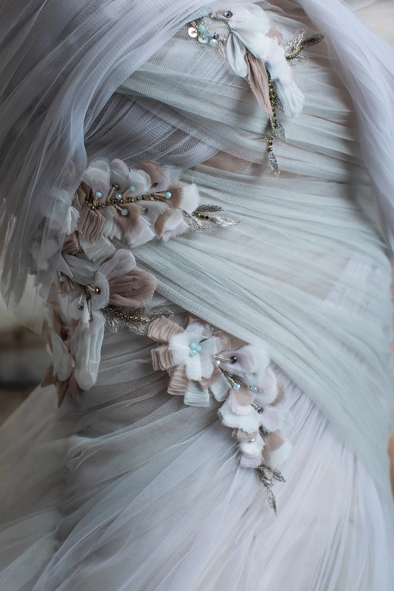 Tulle Pleated A-line Dress with Ruffles