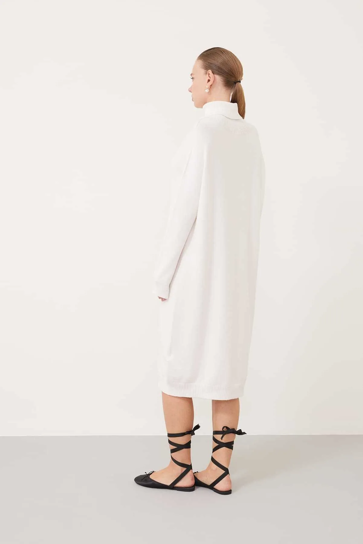 Turtleneck Sweater Dress Cream