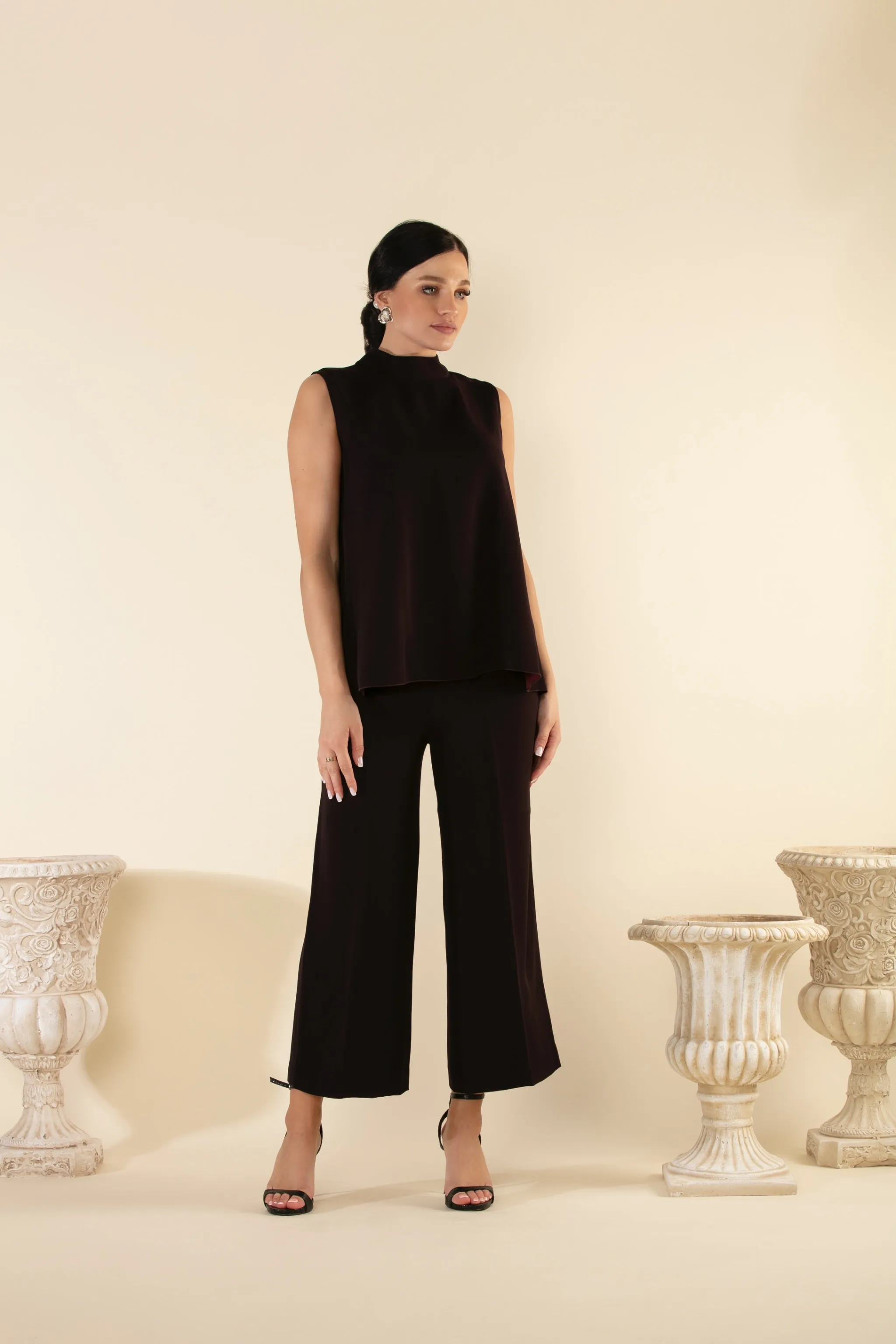TWO TONE ABAYA SET IN BROWN & BURGUNDY