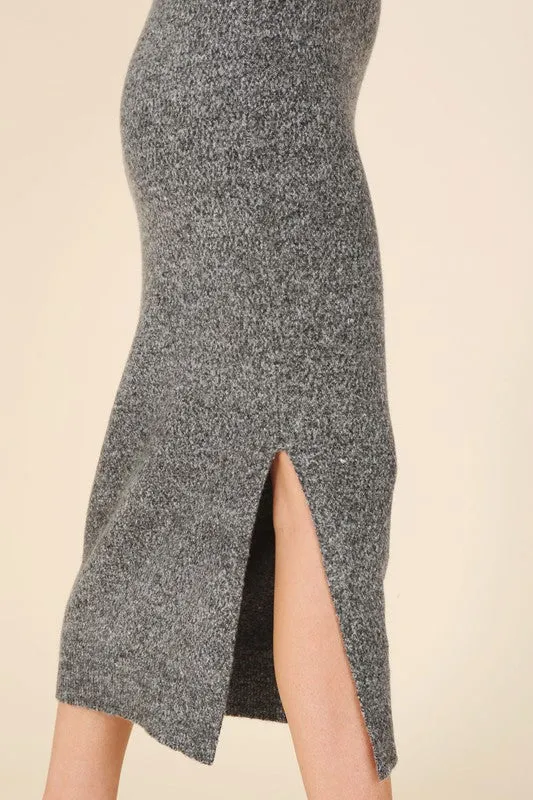 V-neck sweater maxi dress | Casual Long Stretch Sweater Dress With Side Slit