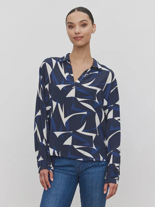 Velvet By Graham & Spencer Carah Top - Navy/Ecru