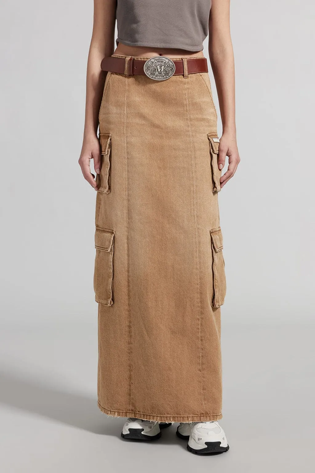 Vintage Cargo Style Denim Skirt