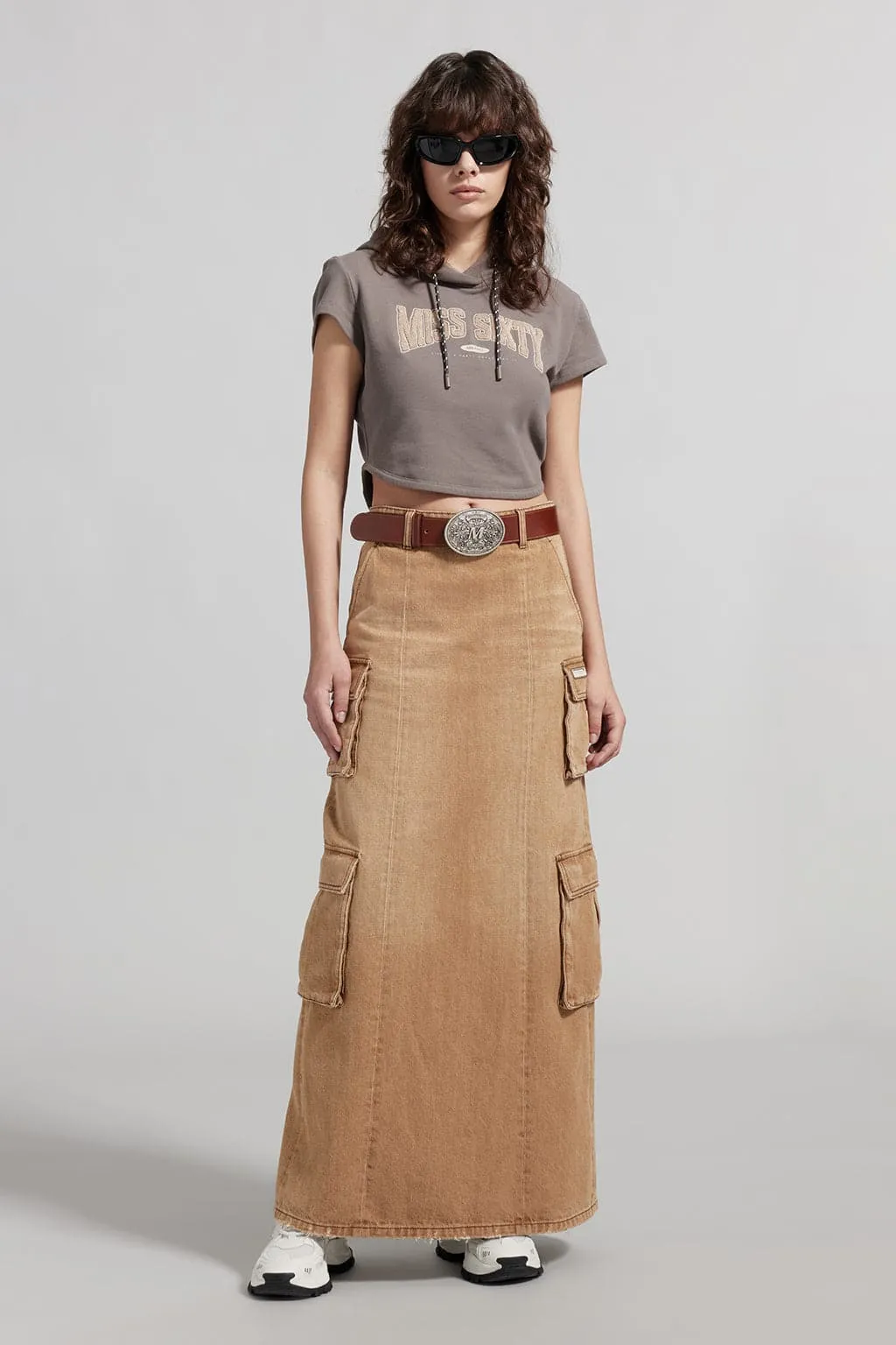 Vintage Cargo Style Denim Skirt
