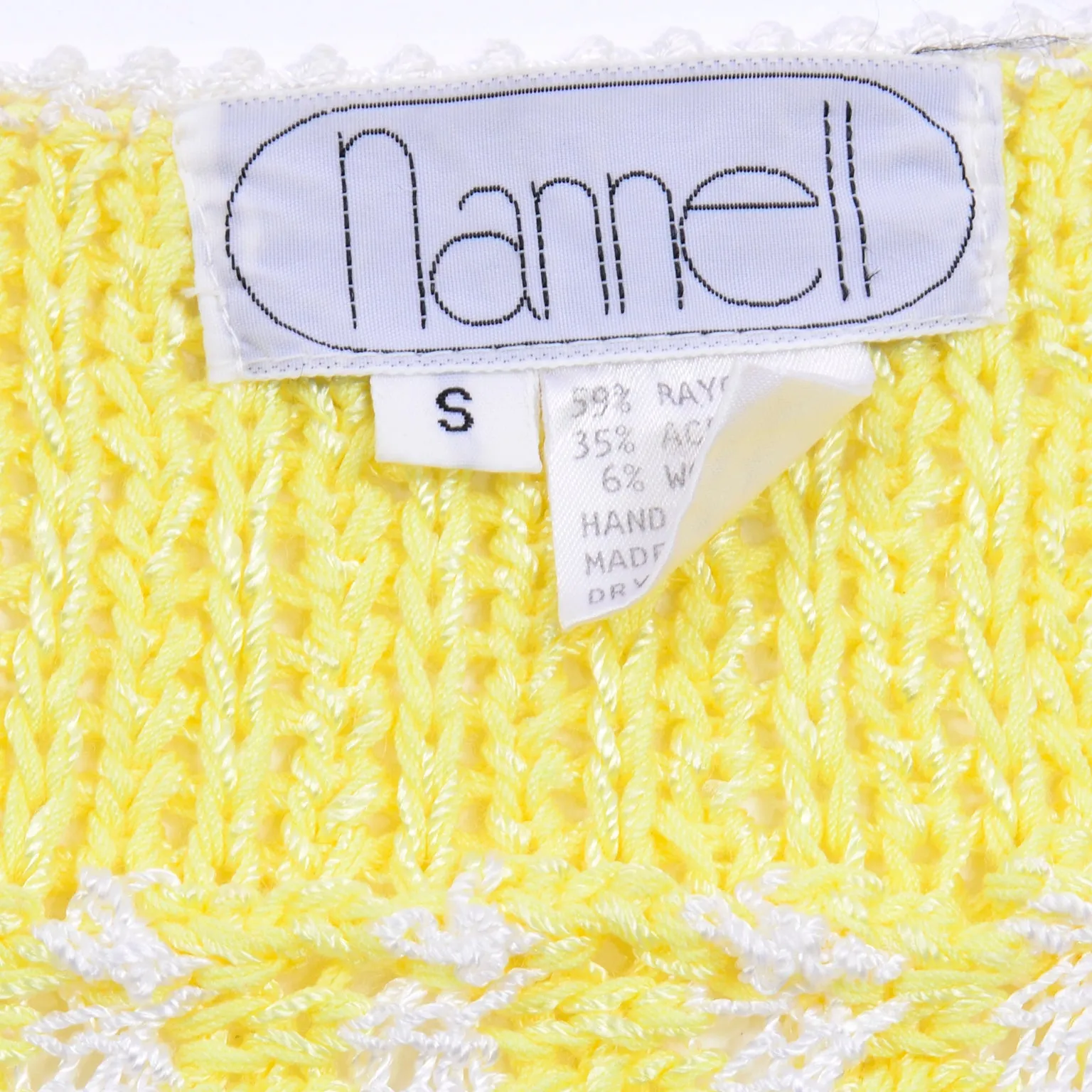 Vintage Nannell Yellow Knit Spring Summer Sweater Top With Balloon Sleeves