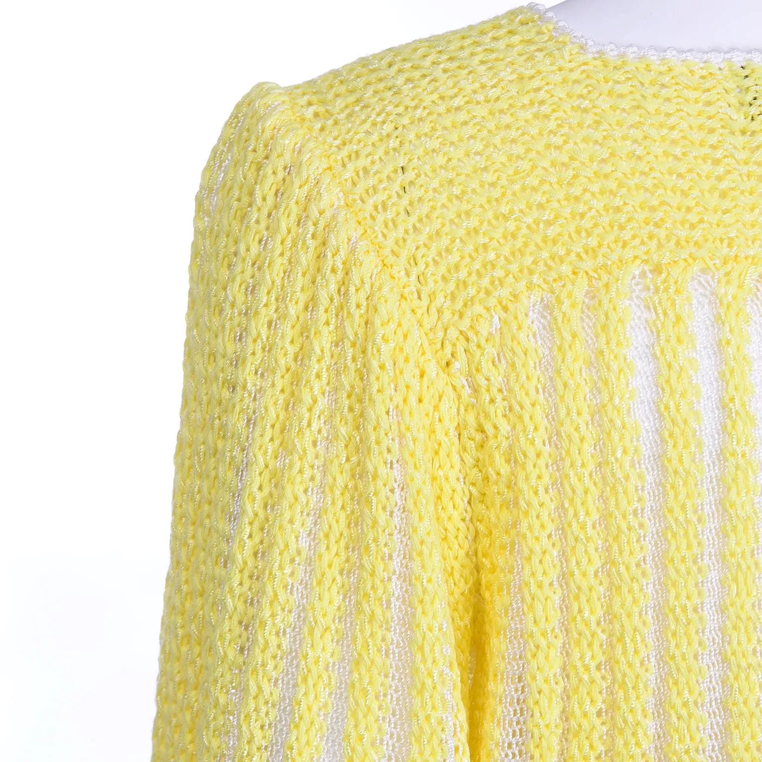 Vintage Nannell Yellow Knit Spring Summer Sweater Top With Balloon Sleeves
