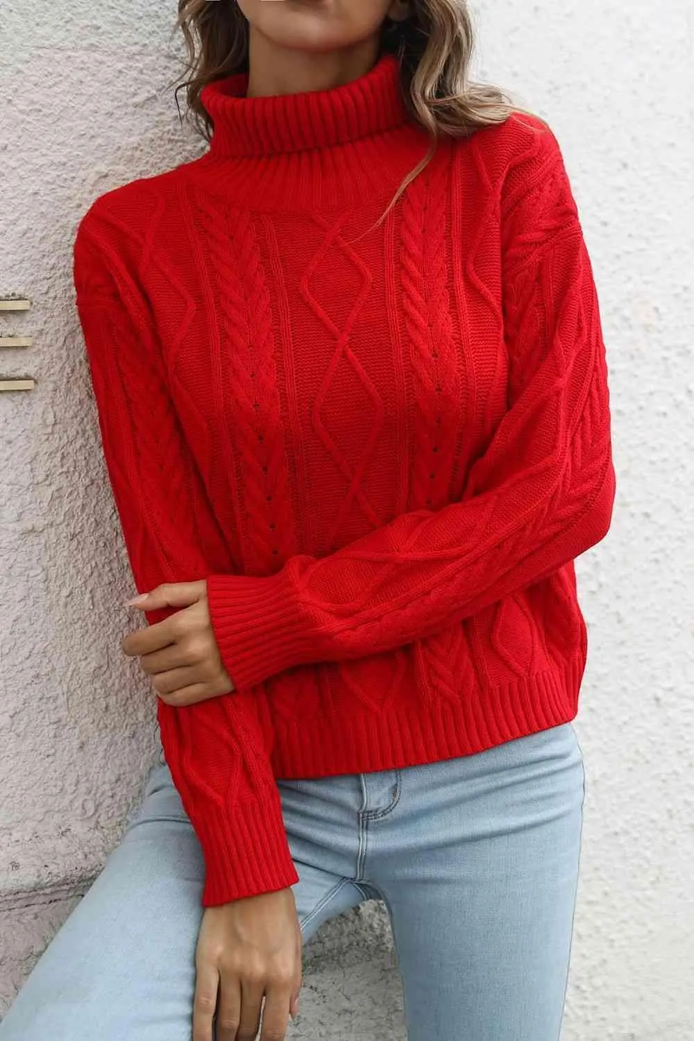 Winter Staple Crew Neck Knit Turtleneck Sweater