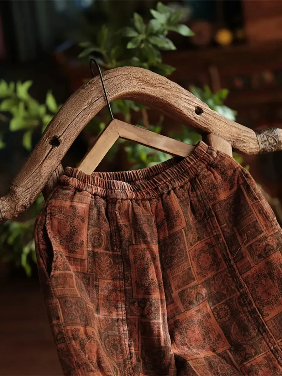 Women Print Cotton Padded Pants