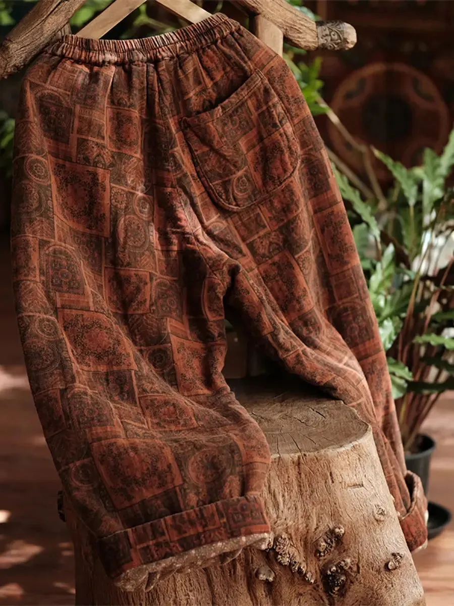 Women Print Cotton Padded Pants