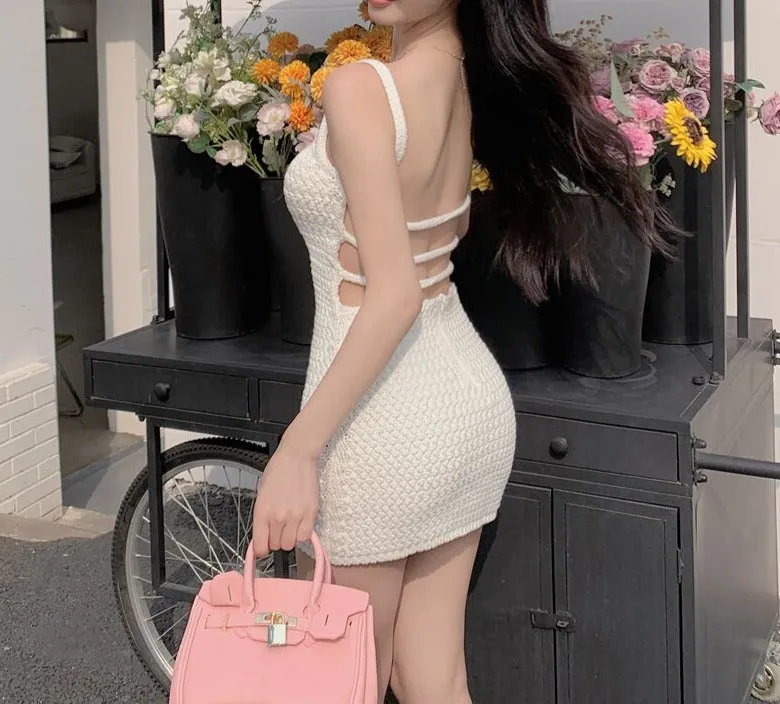 Women Vestidos Slim Robe Knitting Short Dress