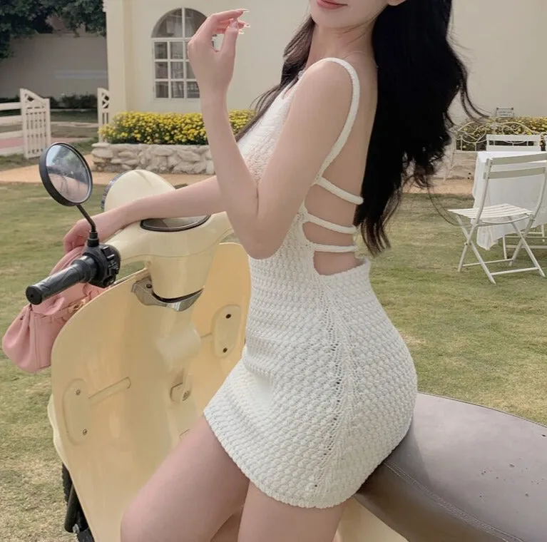 Women Vestidos Slim Robe Knitting Short Dress