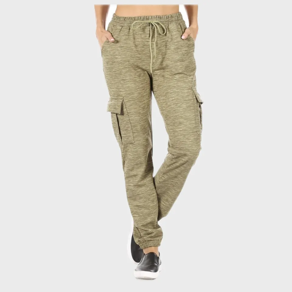 Womens Jogger Pants High Waisted Warm Fleece Lined Drawstring Cargo Pockets