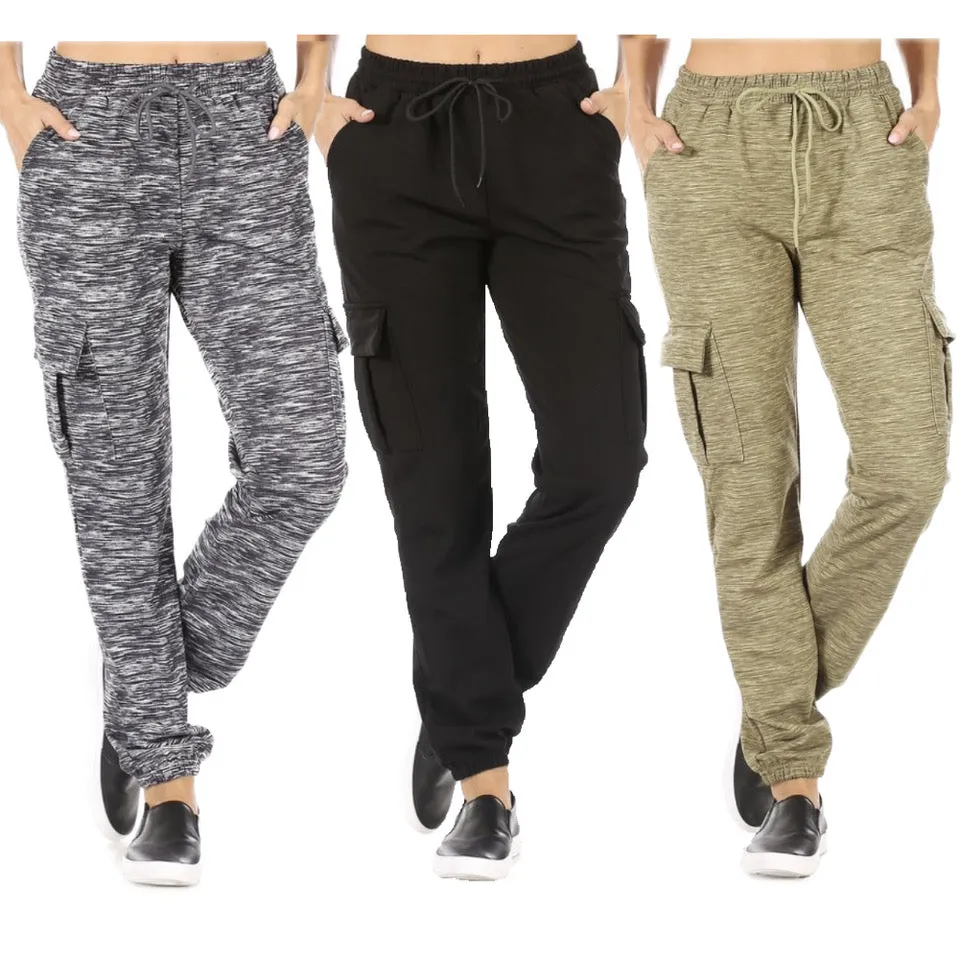 Womens Jogger Pants High Waisted Warm Fleece Lined Drawstring Cargo Pockets