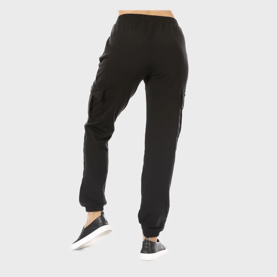 Womens Jogger Pants High Waisted Warm Fleece Lined Drawstring Cargo Pockets