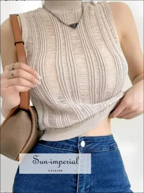 Women's Turtleneck Sleeveless Knitted Top