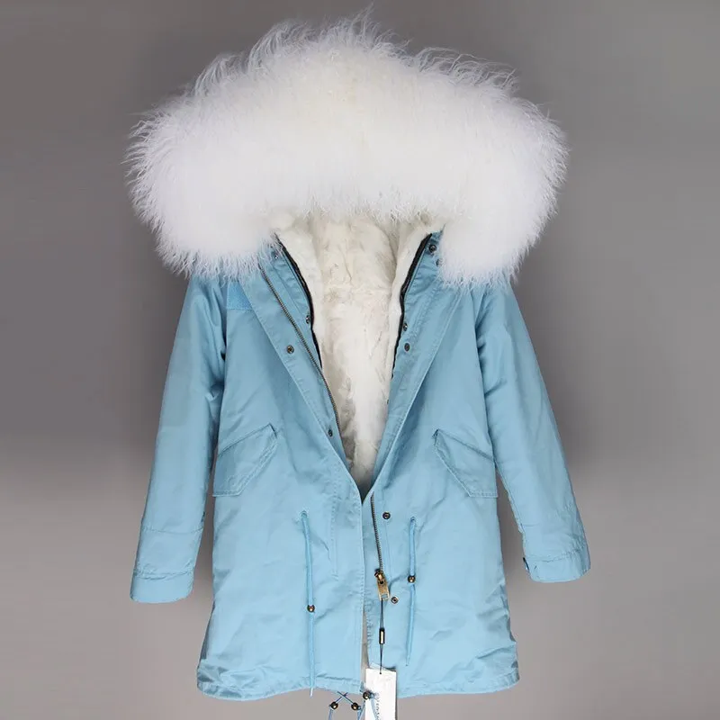Women's Winter Casual Slim Long Parka With Sheep Fur