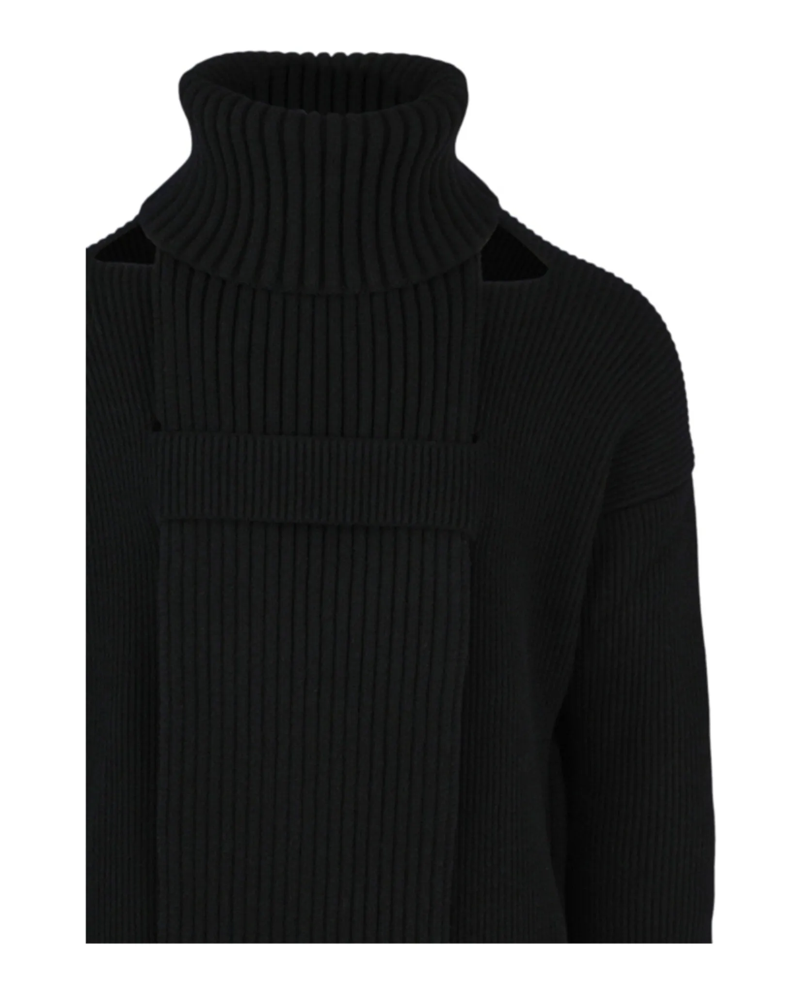 Wool Blend Turtleneck Scarf Sweater