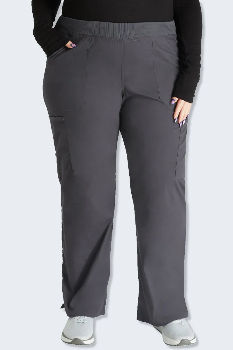 WW170 SUPERCARE Cherokee Professionals Women's Mid Rise Straight Leg Cargo Pant Pewter