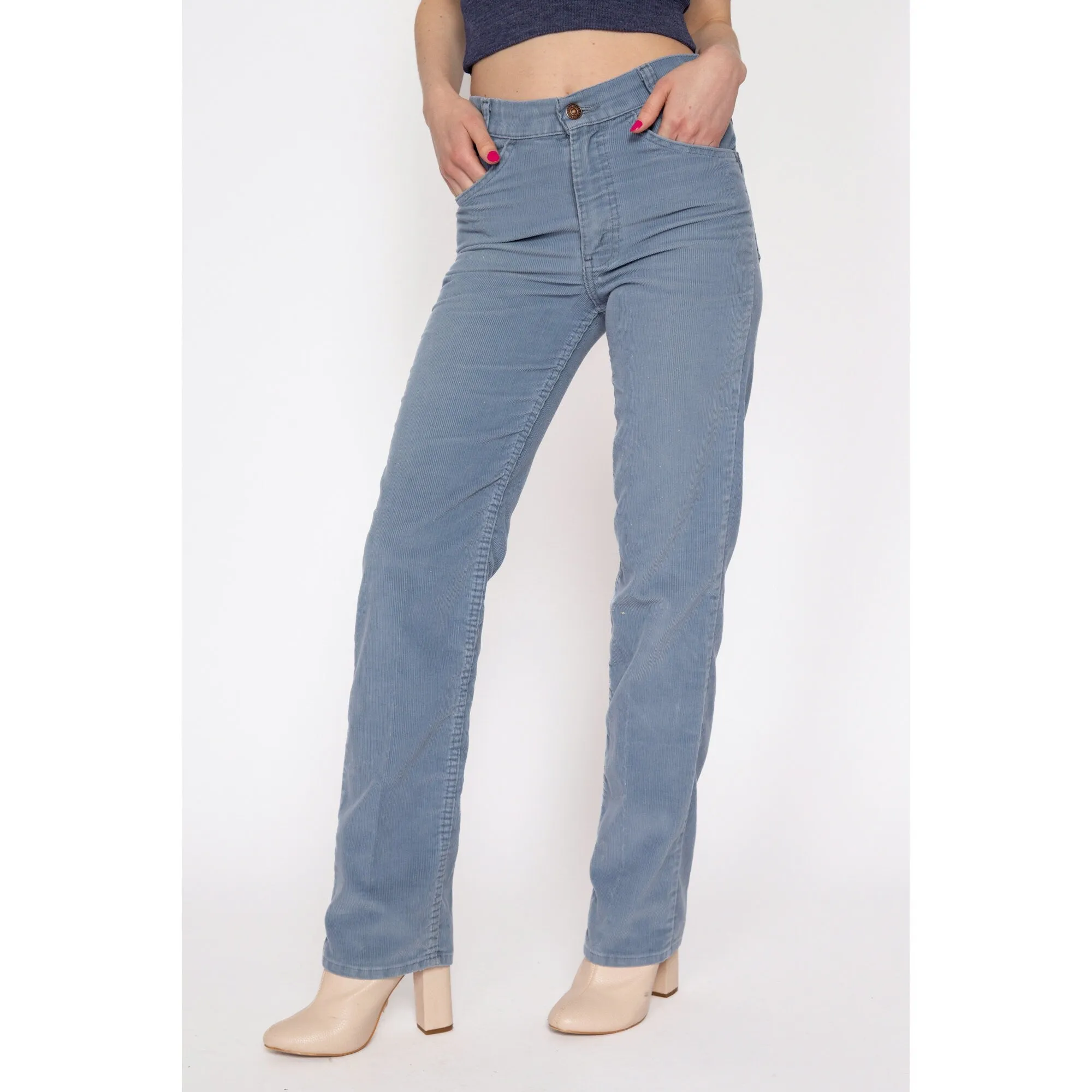 XS 70s Levi's Blue Corduroy Mid Rise Pants